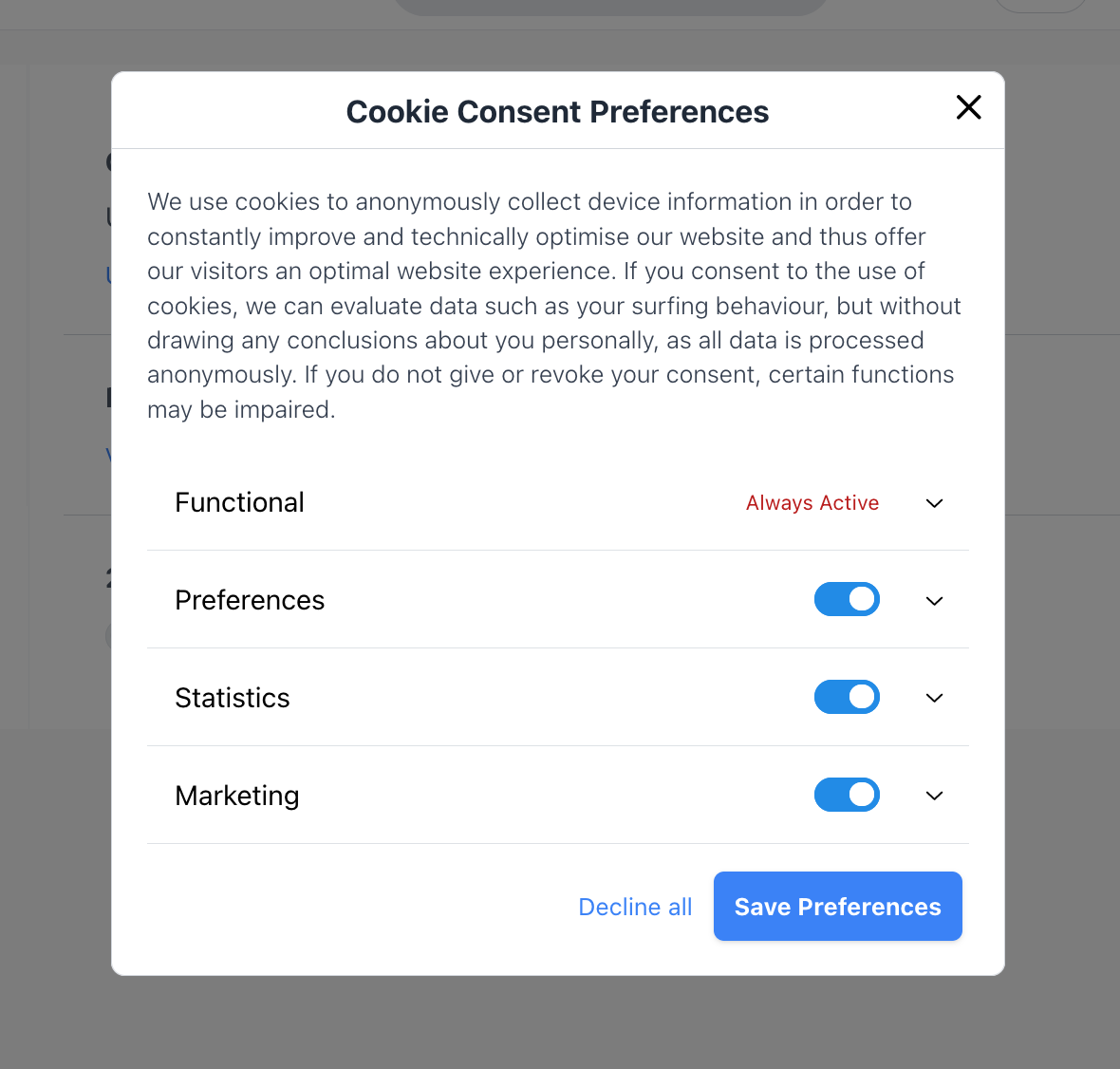 Update Cookie Preferences